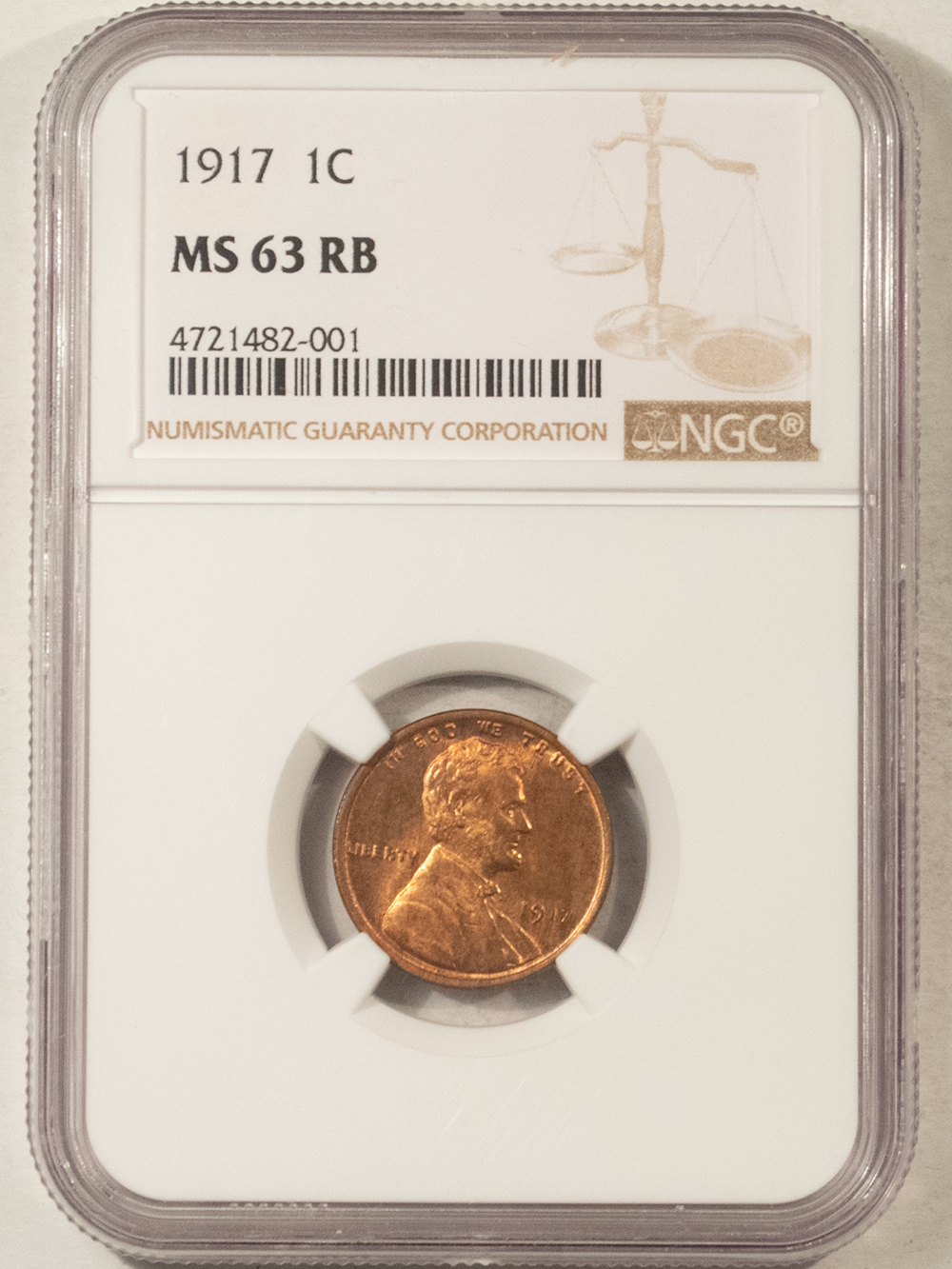 Lincoln Cents (Wheat) 1917 LINCOLN CENT – NGC MS-63 RB CHOICE W/ RED Lincoln Cents (Wheat) 1917 LINCOLN CENT – NGC MS-63 RB CHOICE W/ RED