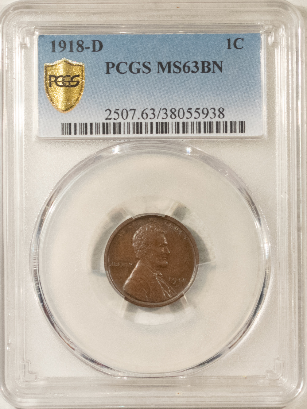 Lincoln Cents (Wheat) 1918-D LINCOLN CENT – PCGS MS-63 BN CHOICE & ATTRACTIVE! Lincoln Cents (Wheat) 1918-D LINCOLN CENT – PCGS MS-63 BN CHOICE & ATTRACTIVE!