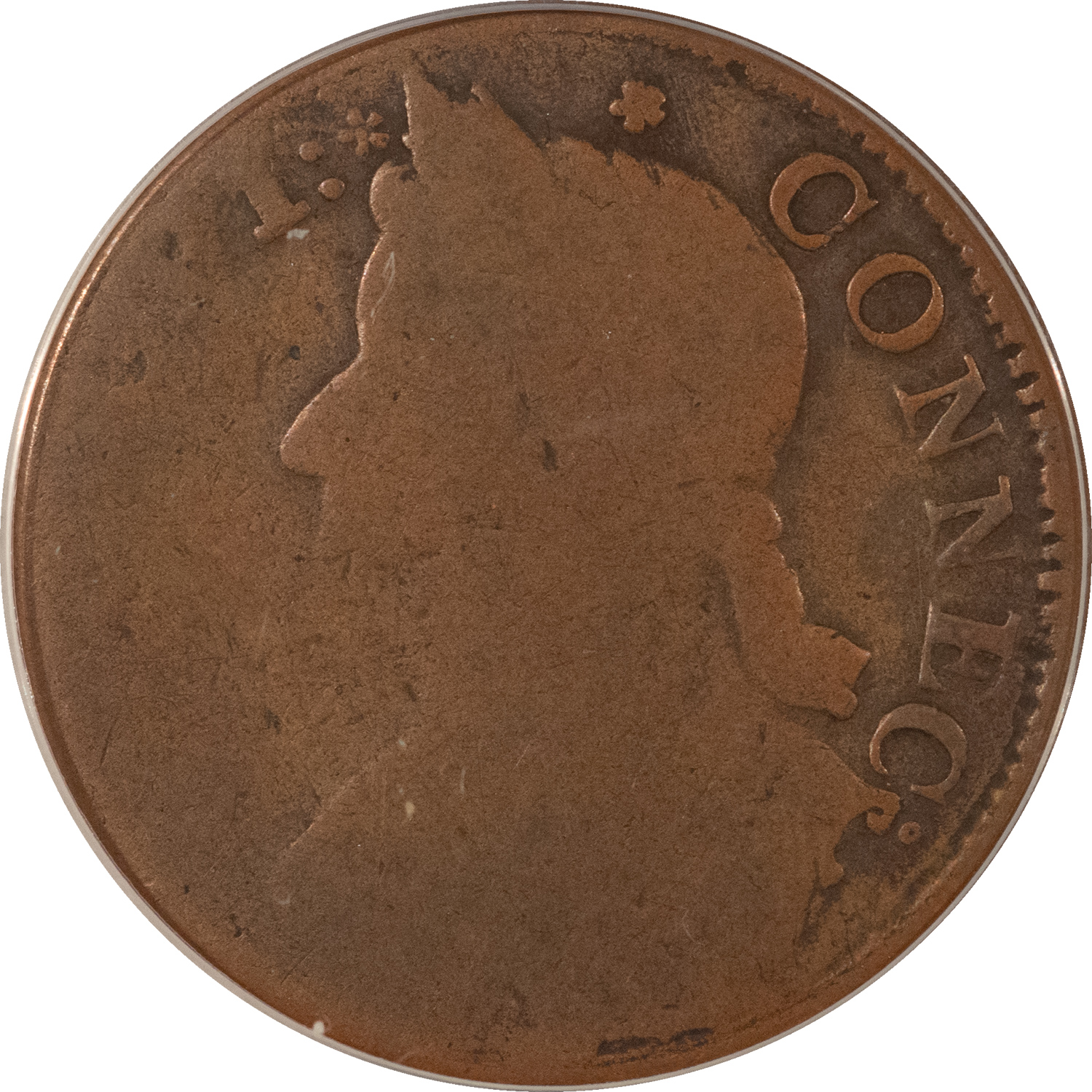 Colonials 1787 COLONIAL CONNECTICUT COPPER DRAPED BUST CENT, MILLER 41-II – ANACS AG-3 Colonials 1787 COLONIAL CONNECTICUT COPPER DRAPED BUST CENT, MILLER 41-II – ANACS AG-3