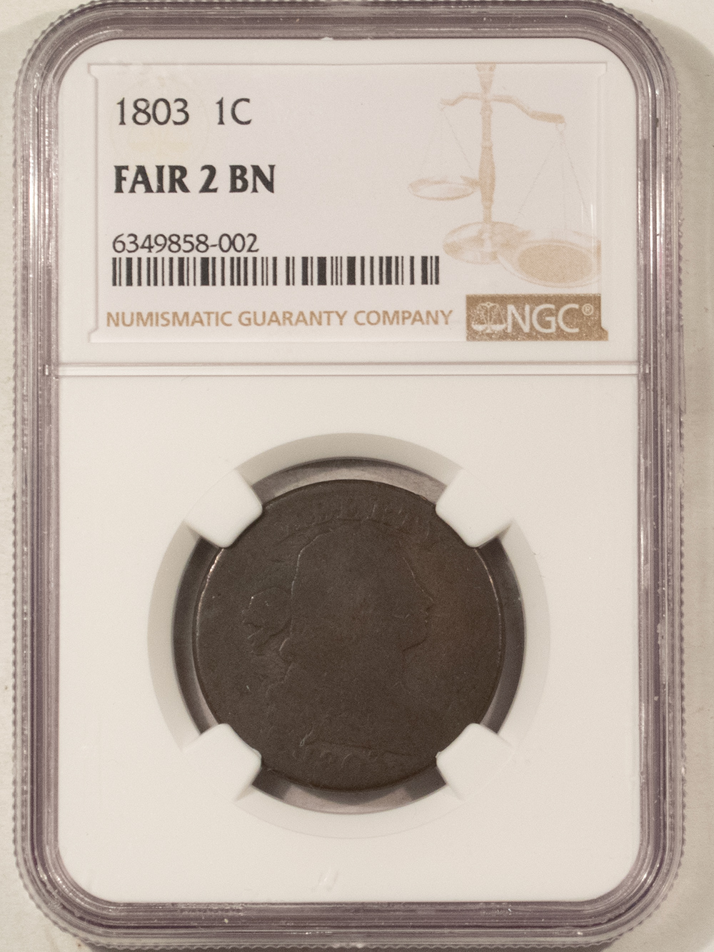 Draped Bust Large Cents 1803 DRAPED BUST LARGE CENT – NGC FR-2 BN, FAIR, SMOOTH SURFACES Draped Bust Large Cents 1803 DRAPED BUST LARGE CENT – NGC FR-2 BN, FAIR, SMOOTH SURFACES