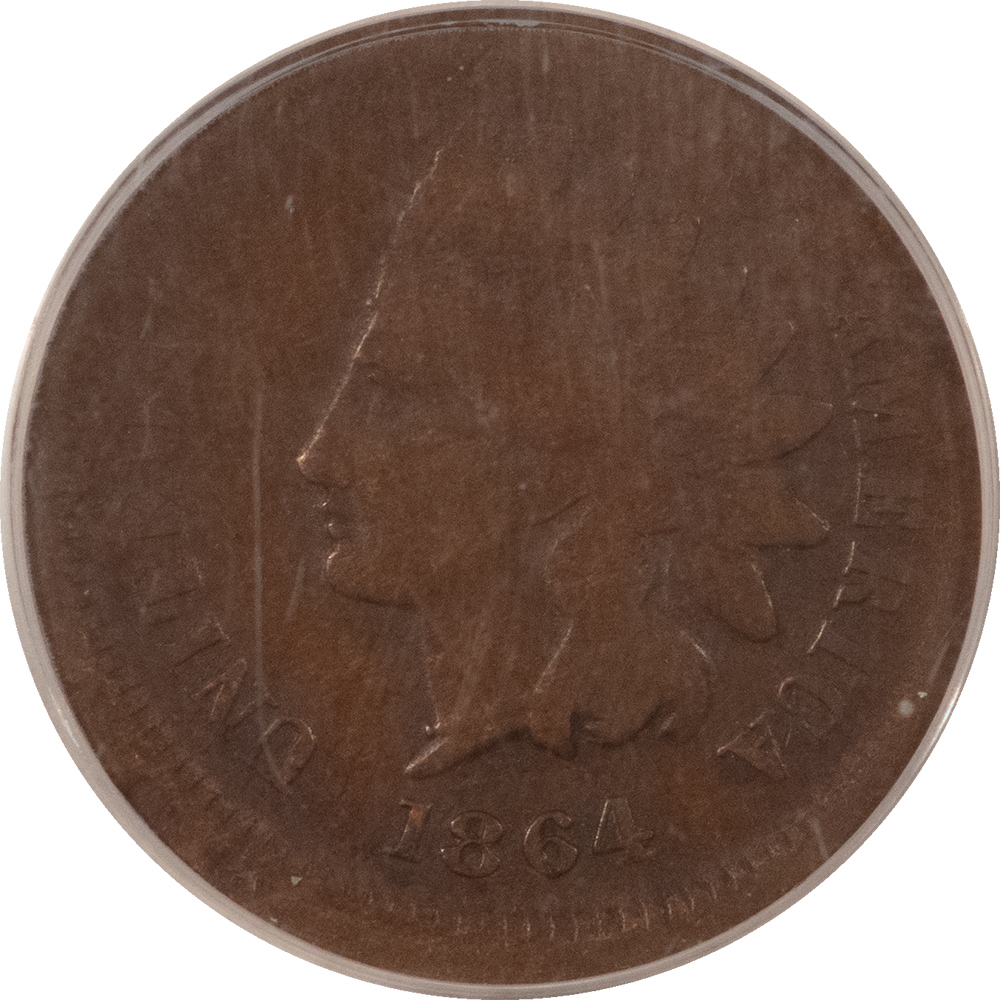 Indian 1864 INDIAN CENT MINT ERROR, 90 DEGREE ROTOATED REVERSE & BROADSTRUCK PCGS VG-10 Indian 1864 INDIAN CENT MINT ERROR, 90 DEGREE ROTOATED REVERSE & BROADSTRUCK PCGS VG-10