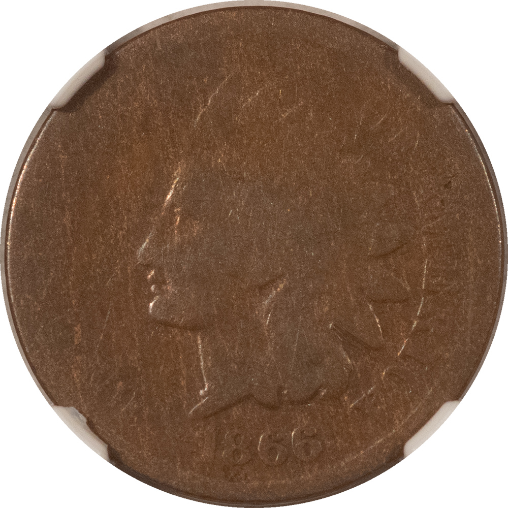 Indian 1866 INDIAN CENT – NGC AG-3 BN, LOW-BALL HOLDER Indian 1866 INDIAN CENT – NGC AG-3 BN, LOW-BALL HOLDER