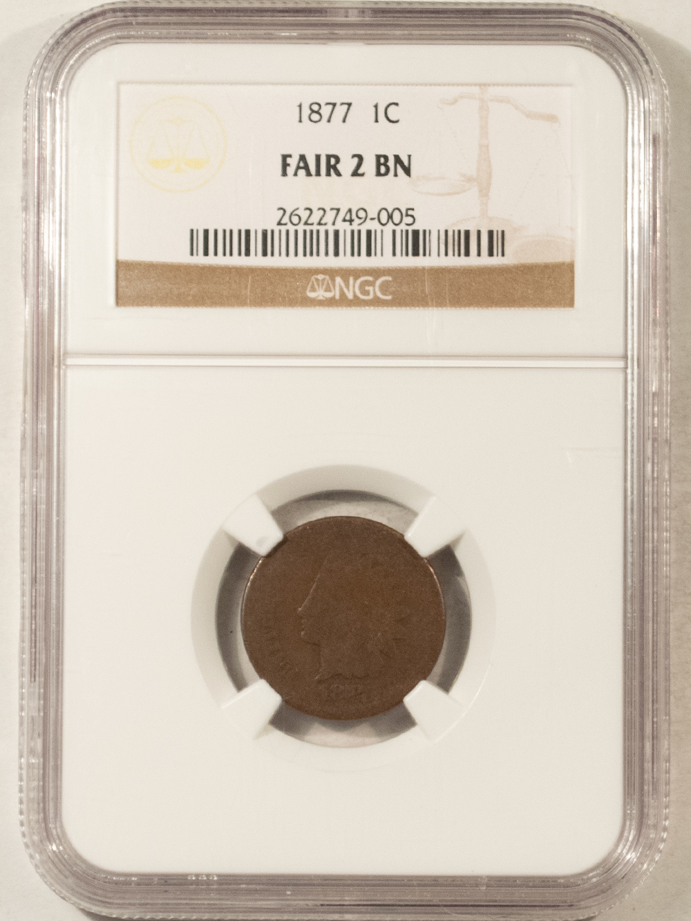Indian 1877 INDIAN CENT – NGC F-2 BN, KEY-DATE! SMOOTH BROWN, STRONG DATE Indian 1877 INDIAN CENT – NGC F-2 BN, KEY-DATE! SMOOTH BROWN, STRONG DATE