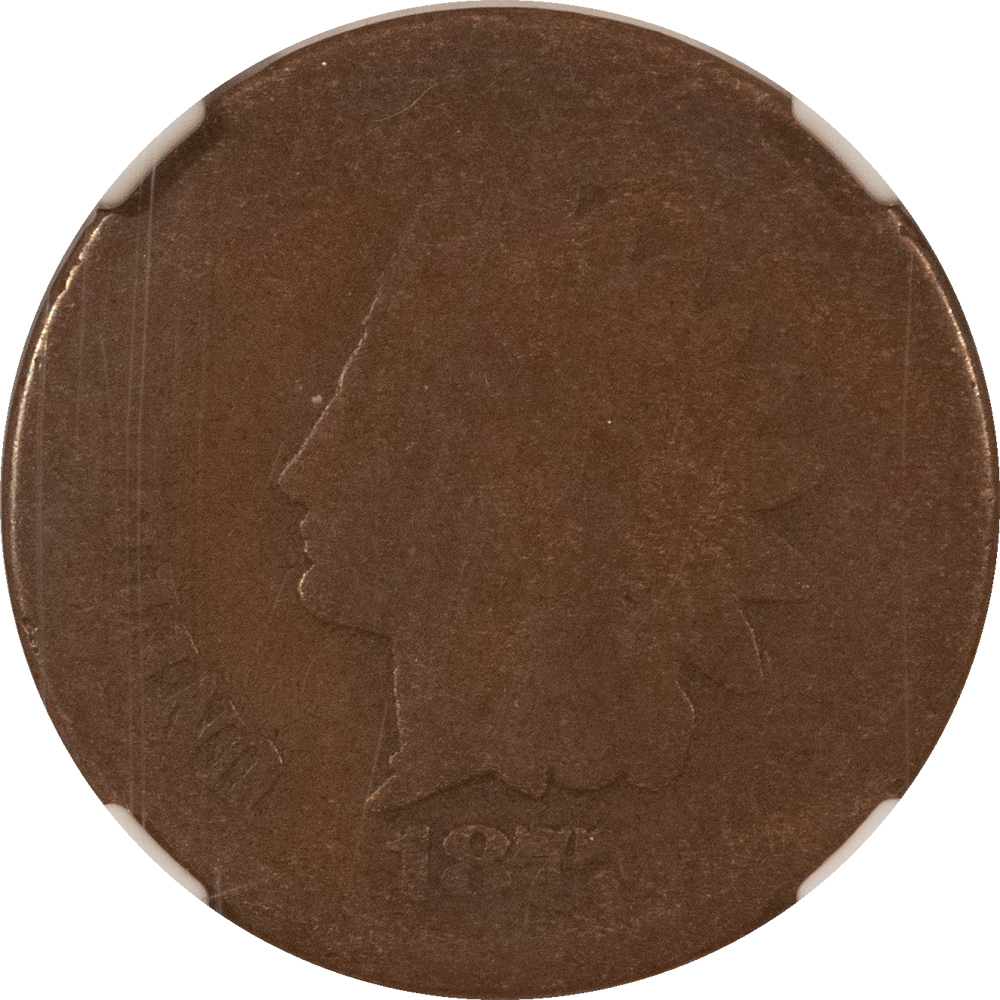 Indian 1877 INDIAN CENT – NGC F-2 BN, KEY-DATE! SMOOTH BROWN, STRONG DATE Indian 1877 INDIAN CENT – NGC F-2 BN, KEY-DATE! SMOOTH BROWN, STRONG DATE