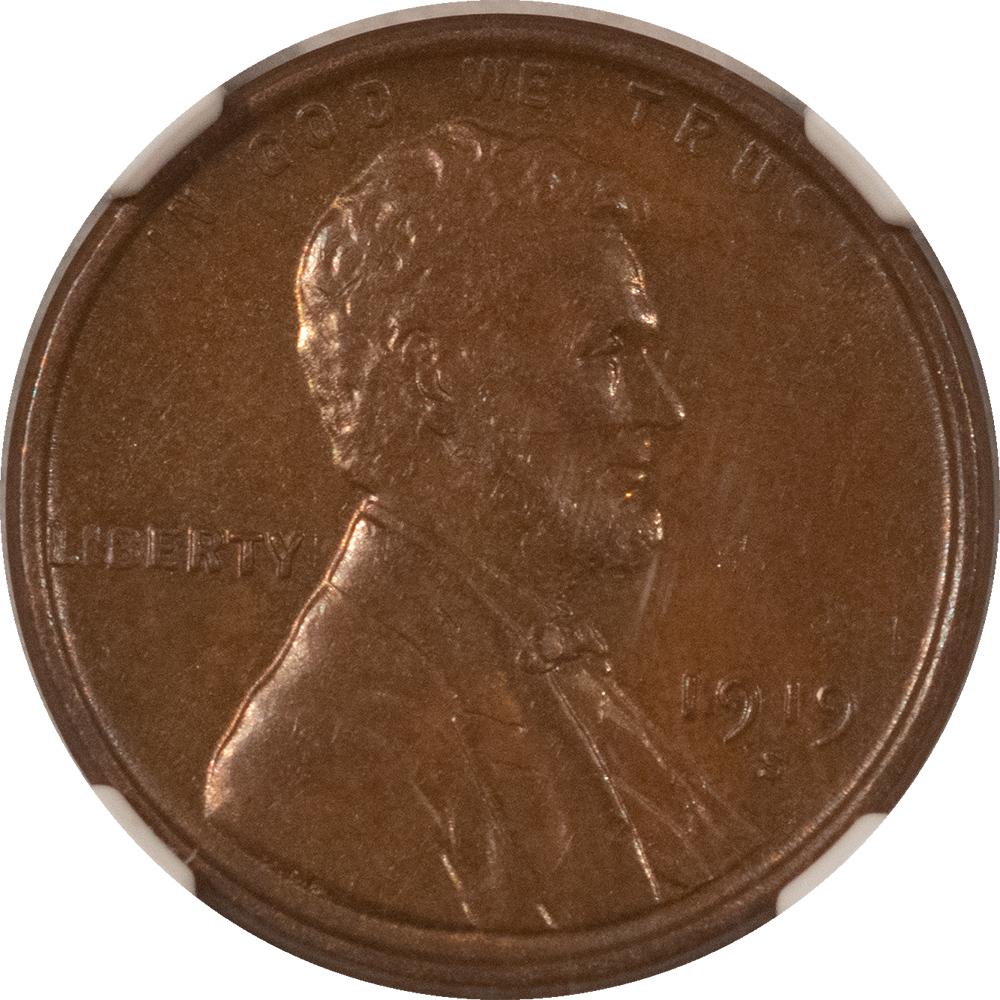 Lincoln Cents (Wheat) 1919-S LINCOLN CENT – NGC MS-61 BN, ATTRACTIVE & LOOKS CHOICE! Lincoln Cents (Wheat) 1919-S LINCOLN CENT – NGC MS-61 BN, ATTRACTIVE & LOOKS CHOICE!