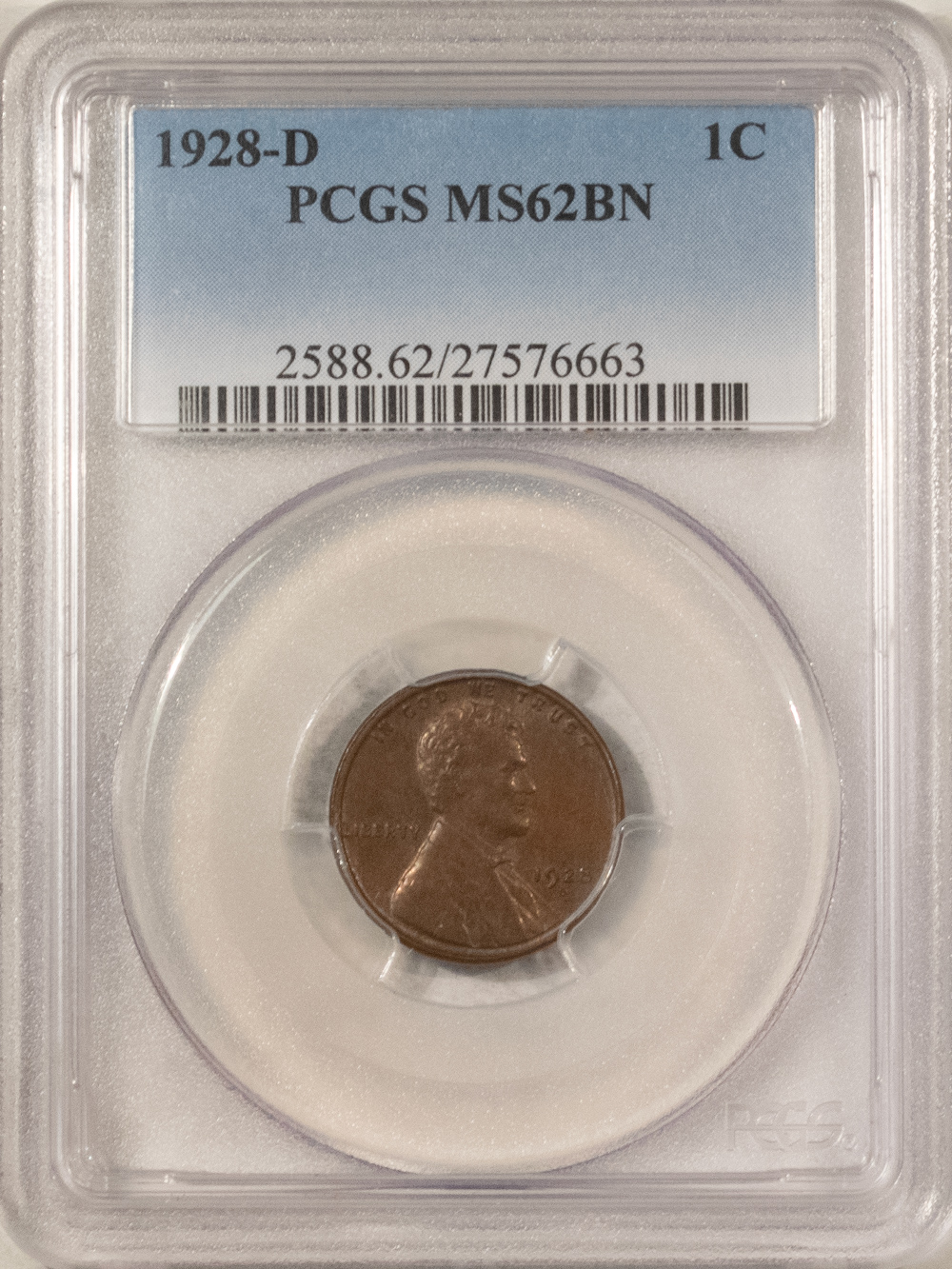 Lincoln Cents (Wheat) 1928-D LINCOLN CENT – PCGS MS-62 BN Lincoln Cents (Wheat) 1928-D LINCOLN CENT – PCGS MS-62 BN