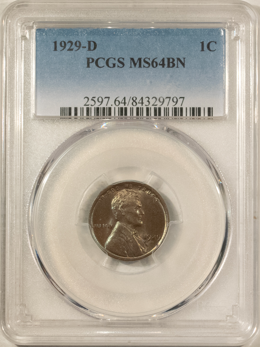 Lincoln Cents (Wheat) 1929-D LINCOLN CENT – PCGS MS-64 BN Lincoln Cents (Wheat) 1929-D LINCOLN CENT – PCGS MS-64 BN