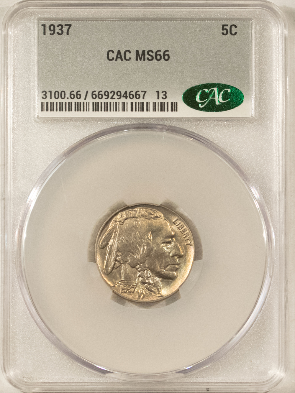 Buffalo Nickels 1937 BUFFALO NICKEL – CACG MS-66, PRETTY & PREMIUM QUALITY! CAC APPROVED! Buffalo Nickels 1937 BUFFALO NICKEL – CACG MS-66, PRETTY & PREMIUM QUALITY! CAC APPROVED!