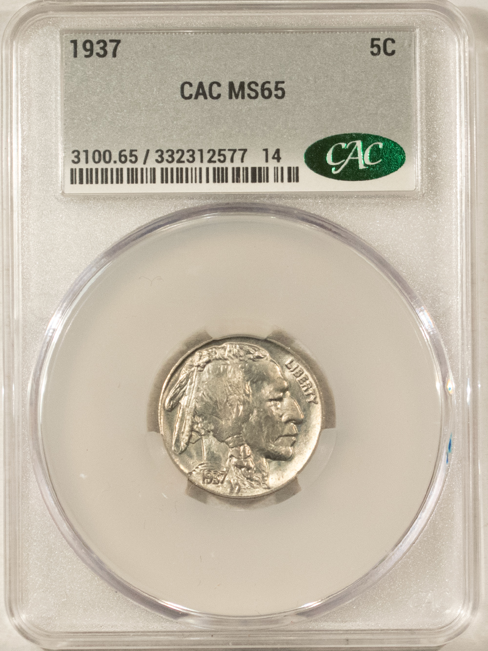 Buffalo Nickels 1937 BUFFALO NICKEL – CACG MS-65, GEM! CAC APPROVED! Buffalo Nickels 1937 BUFFALO NICKEL – CACG MS-65, GEM! CAC APPROVED!