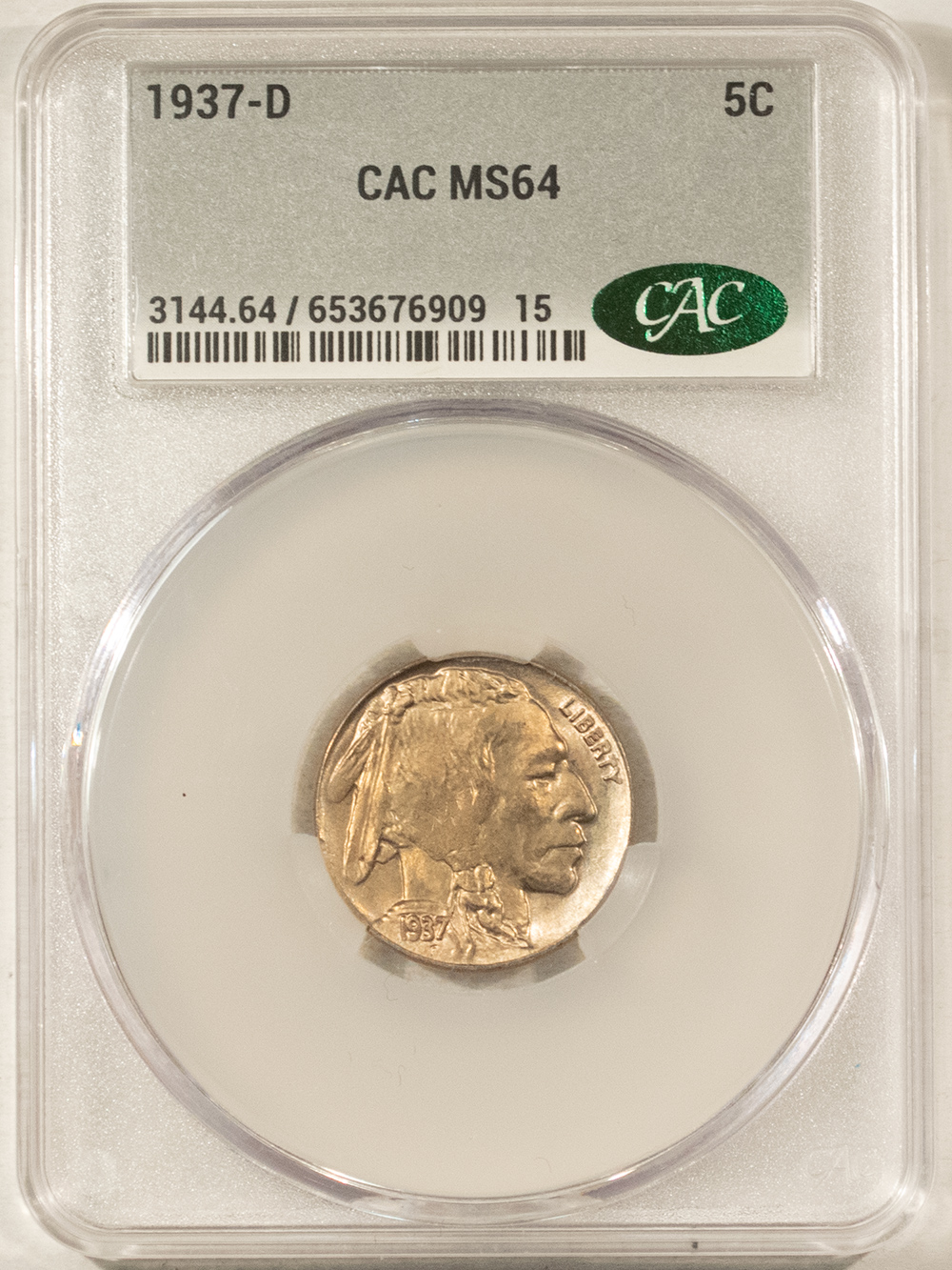 Buffalo Nickels 1937-D BUFFALO NICKEL – CACG MS-64, PREMIUM QUALITY+! CAC APPROVED! Buffalo Nickels 1937-D BUFFALO NICKEL – CACG MS-64, PREMIUM QUALITY+! CAC APPROVED!