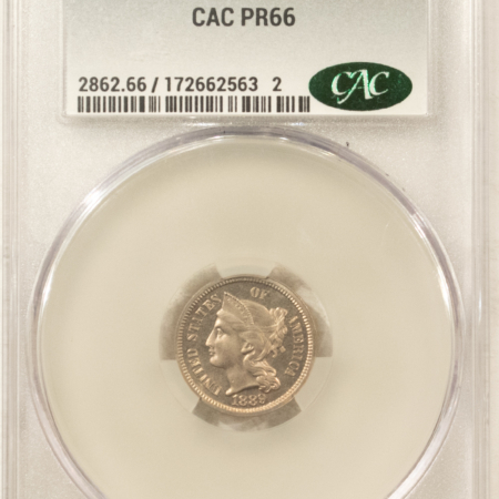 CAC Approved Coins 1889 PROOF THREE CENT NICKEL – CACG PR-66, CAC APPROVED!