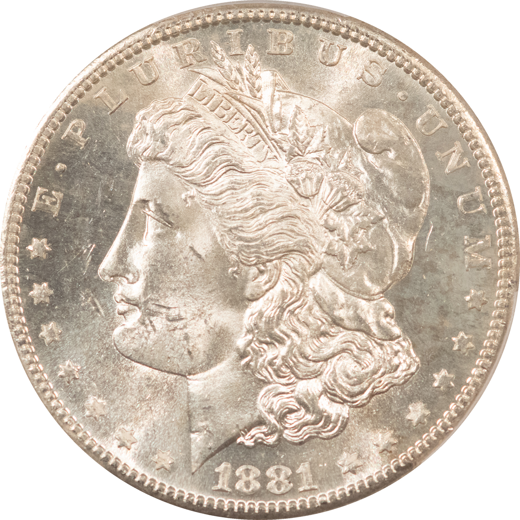 Dollars 1881-S MORGAN DOLLAR, PCGS MS-63, ORIGINAL LUSTROUS-WHITE & FRESH! Dollars 1881-S MORGAN DOLLAR, PCGS MS-63, ORIGINAL LUSTROUS-WHITE & FRESH!
