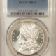 Dollars 1883 MORGAN DOLLAR, PCGS MS-63, ORIGINAL WHITE, REVERSE GOLD IN DENTICLES-PRETTY