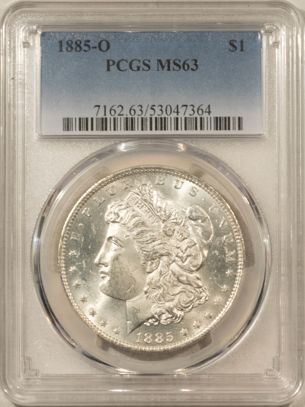 Dollars 1885-O MORGAN DOLLAR, PCGS MS-63, ORIGINAL WHITE & CHOICE! Dollars 1885-O MORGAN DOLLAR, PCGS MS-63, ORIGINAL WHITE & CHOICE!
