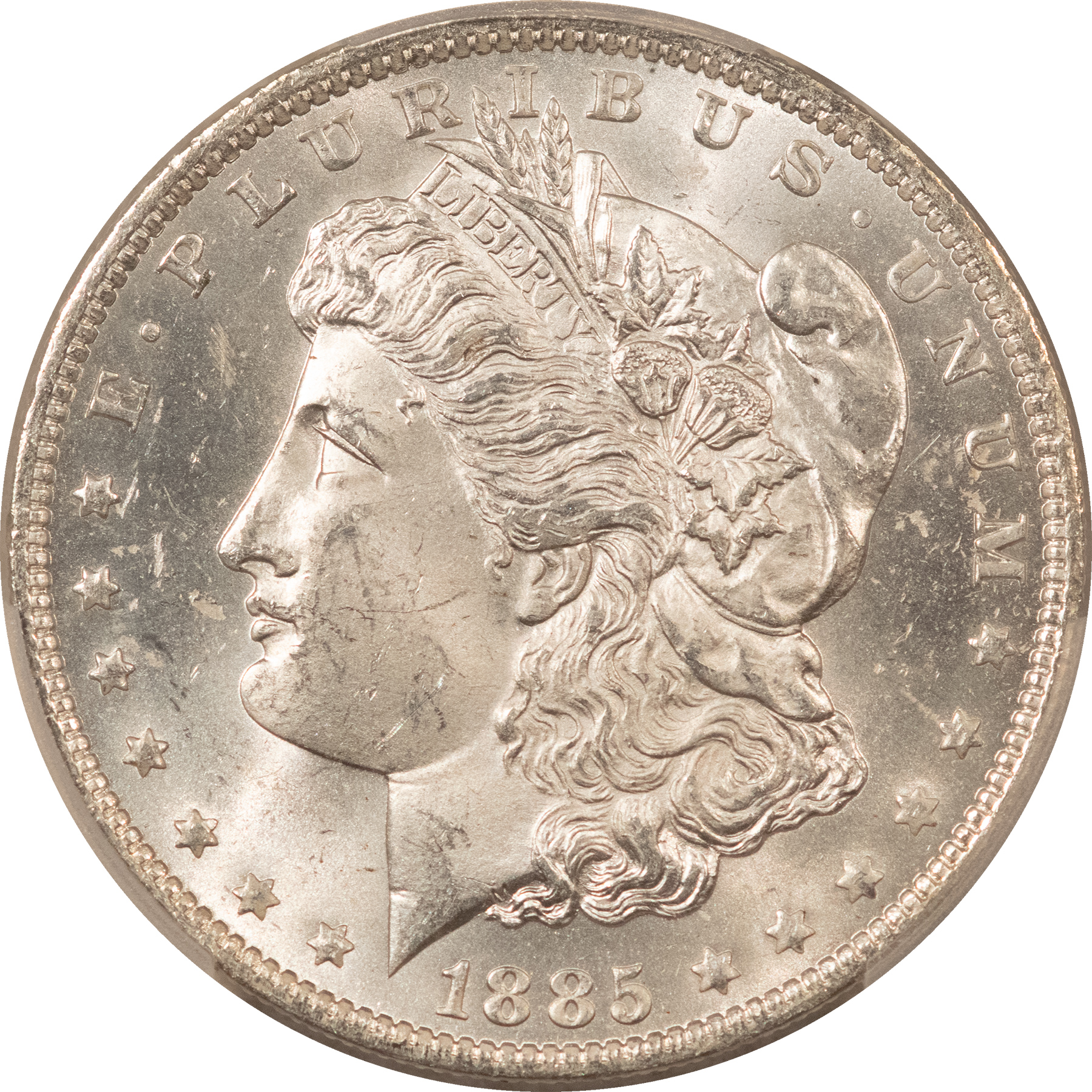 Dollars 1885-O MORGAN DOLLAR, PCGS MS-63, ORIGINAL WHITE & CHOICE! Dollars 1885-O MORGAN DOLLAR, PCGS MS-63, ORIGINAL WHITE & CHOICE!