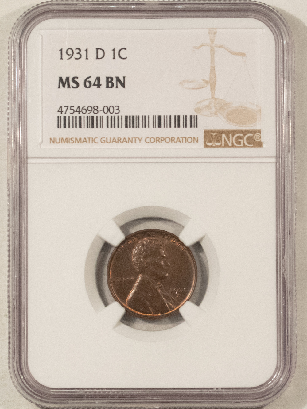 Lincoln Cents (Wheat) 1931-D LINCOLN CENT – NGC MS-64 BN Lincoln Cents (Wheat) 1931-D LINCOLN CENT – NGC MS-64 BN