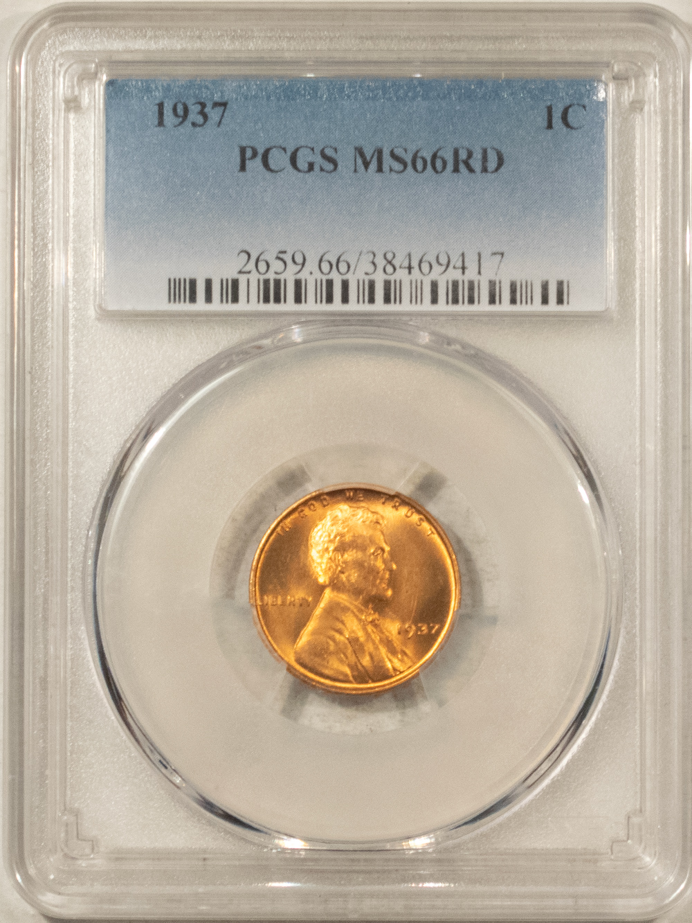 Lincoln Cents (Wheat) 1937 LINCOLN CENT – PCGS MS-66 RD, PREMIUM QUALITY! Lincoln Cents (Wheat) 1937 LINCOLN CENT – PCGS MS-66 RD, PREMIUM QUALITY!