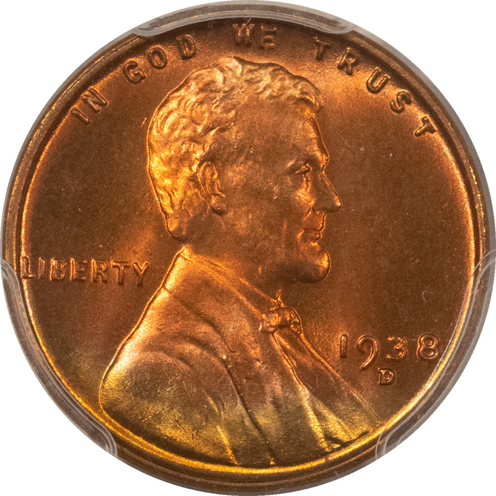 Lincoln Cents (Wheat) 1938-D LINCOLN CENT – PCGS MS-66 RD, GORGEOUS! Lincoln Cents (Wheat) 1938-D LINCOLN CENT – PCGS MS-66 RD, GORGEOUS!