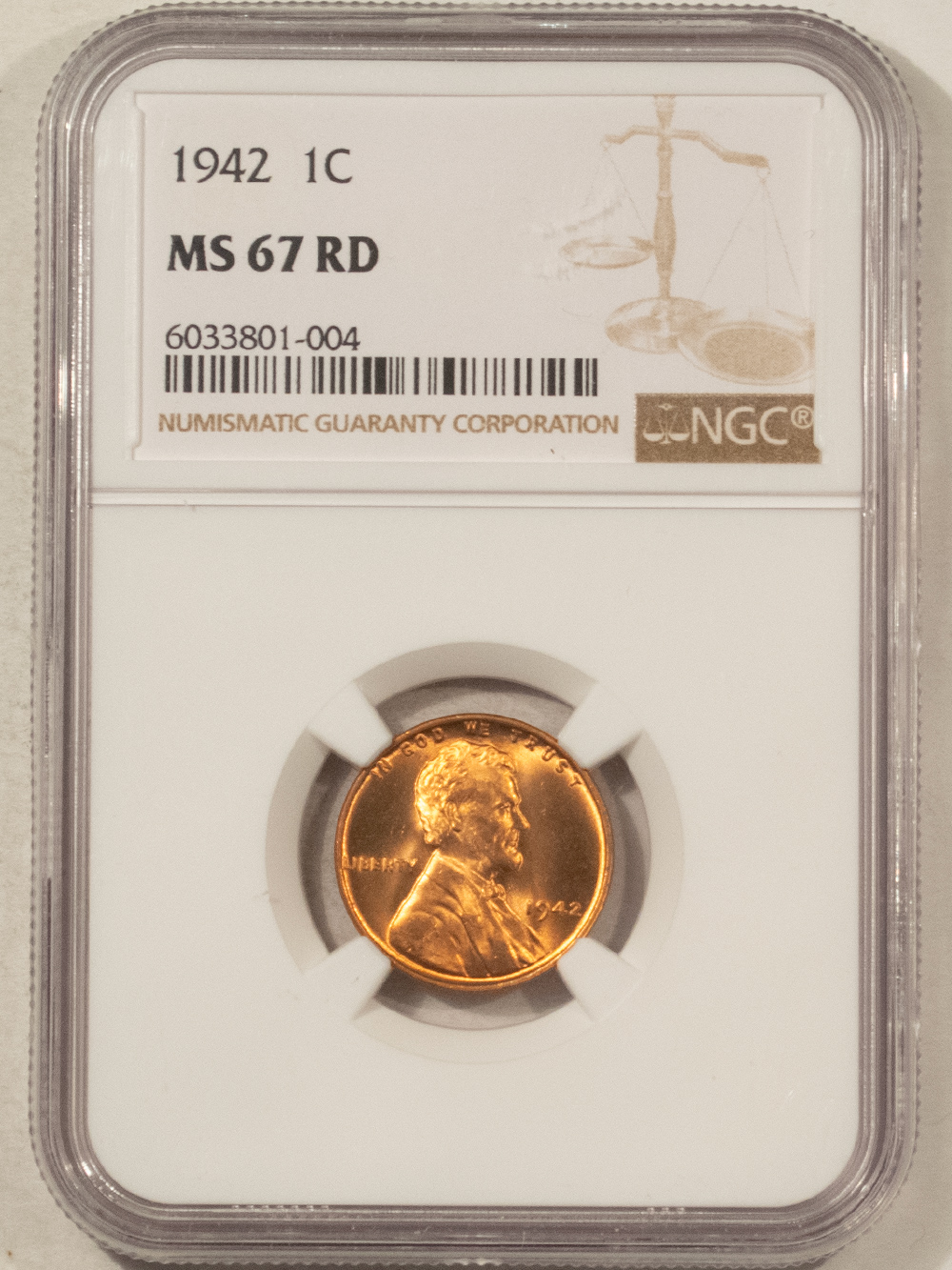 Lincoln Cents (Wheat) 1942 LINCOLN CENT – NGC MS-67 RD SUPERB GEM! Lincoln Cents (Wheat) 1942 LINCOLN CENT – NGC MS-67 RD SUPERB GEM!
