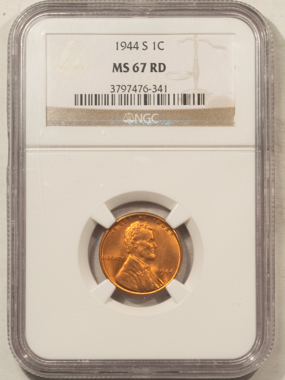 Lincoln Cents (Wheat) 1944-S LINCOLN CENT – NGC MS-67 RD Lincoln Cents (Wheat) 1944-S LINCOLN CENT – NGC MS-67 RD