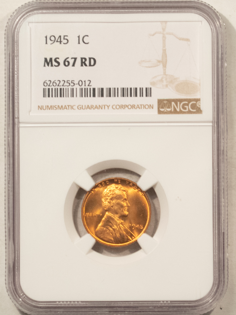 Lincoln Cents (Wheat) 1945 LINCOLN CENT – NGC MS-67 RD Lincoln Cents (Wheat) 1945 LINCOLN CENT – NGC MS-67 RD