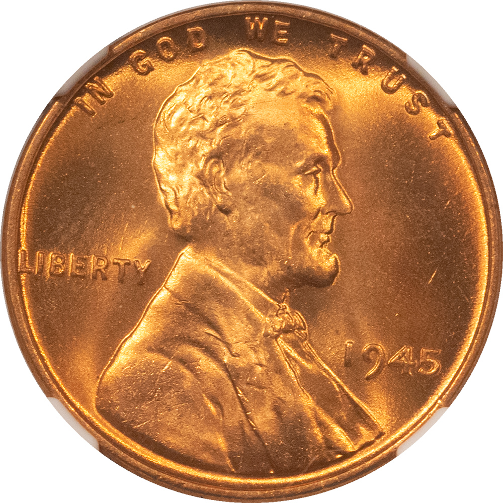 Lincoln Cents (Wheat) 1945 LINCOLN CENT – NGC MS-67 RD Lincoln Cents (Wheat) 1945 LINCOLN CENT – NGC MS-67 RD