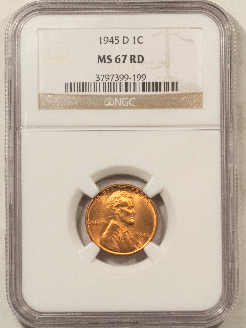 Lincoln Cents (Wheat) 1945-D LINCOLN CENT – NGC MS-67 RD Lincoln Cents (Wheat) 1945-D LINCOLN CENT – NGC MS-67 RD