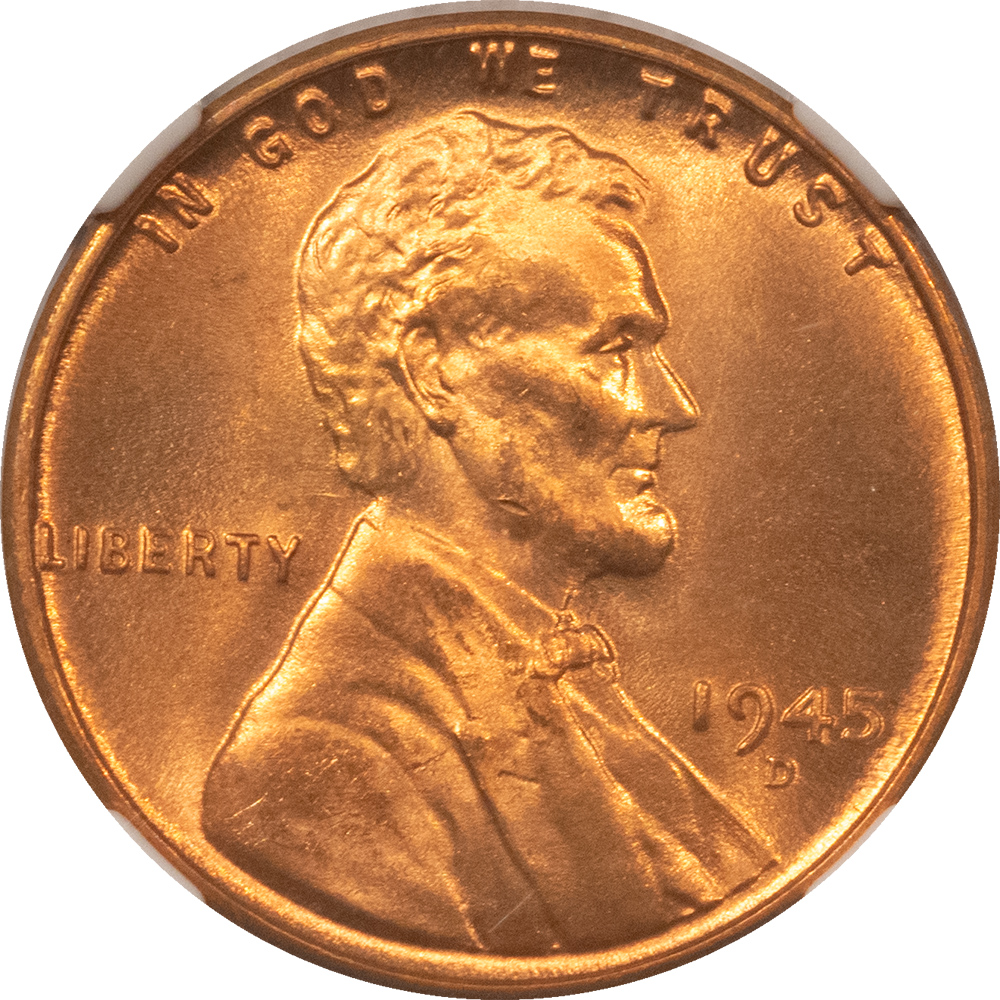 Lincoln Cents (Wheat) 1945-D LINCOLN CENT – NGC MS-67 RD Lincoln Cents (Wheat) 1945-D LINCOLN CENT – NGC MS-67 RD
