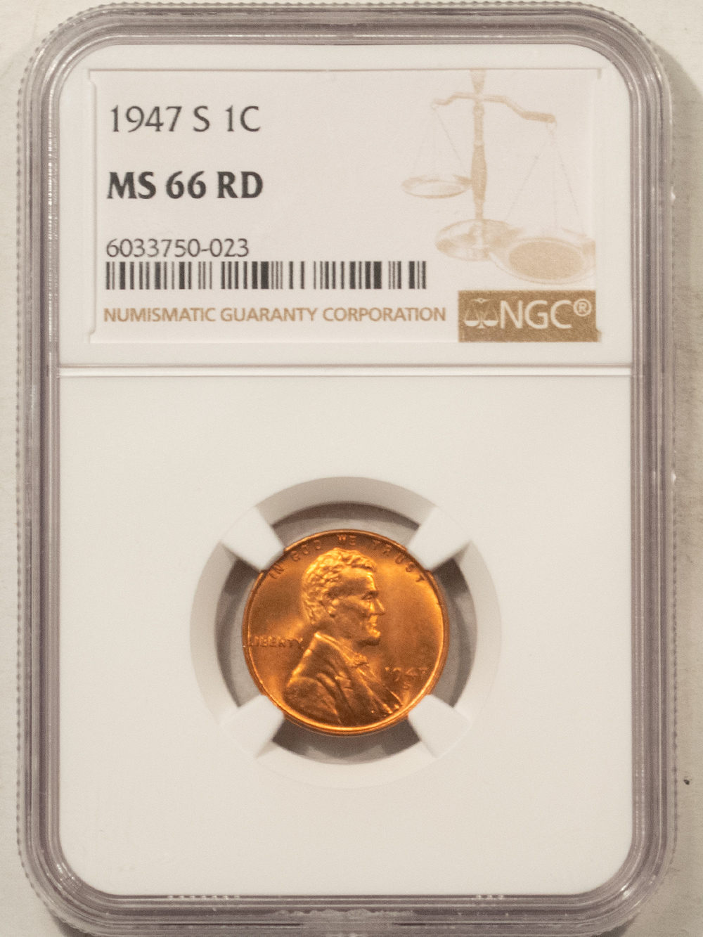 Lincoln Cents (Wheat) 1947-S LINCOLN CENT – NGC MS-66 RD, PREMIUM QUALITY! Lincoln Cents (Wheat) 1947-S LINCOLN CENT – NGC MS-66 RD, PREMIUM QUALITY!
