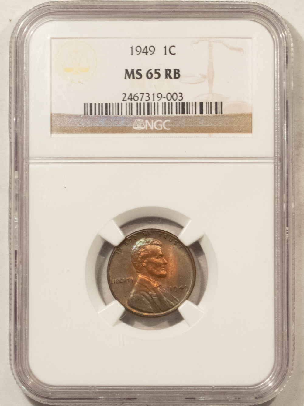 Lincoln Cents (Wheat) 1949 LINCOLN CENT – NGC MS-65 RB, GORGEOUS! Lincoln Cents (Wheat) 1949 LINCOLN CENT – NGC MS-65 RB, GORGEOUS!