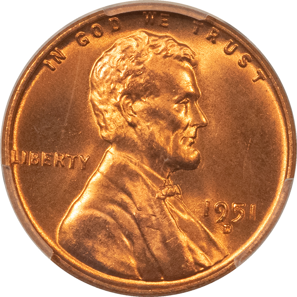 Lincoln Cents (Wheat) 1951-D LINCOLN CENT – PCGS MS-66 RD Lincoln Cents (Wheat) 1951-D LINCOLN CENT – PCGS MS-66 RD