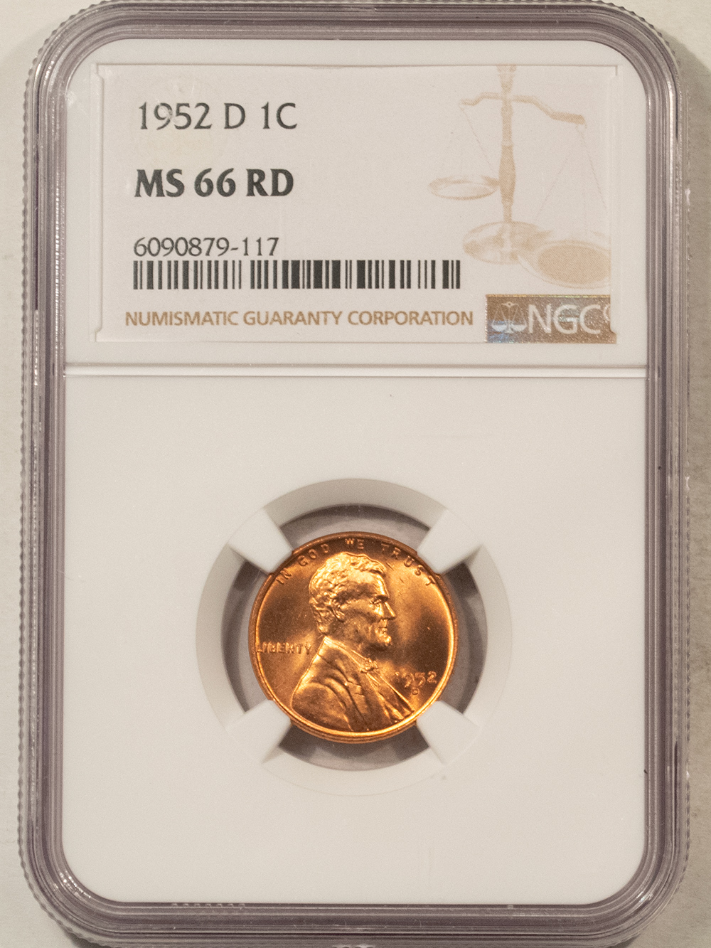Lincoln Cents (Wheat) 1952-D LINCOLN CENT – NGC MS-66 RD Lincoln Cents (Wheat) 1952-D LINCOLN CENT – NGC MS-66 RD