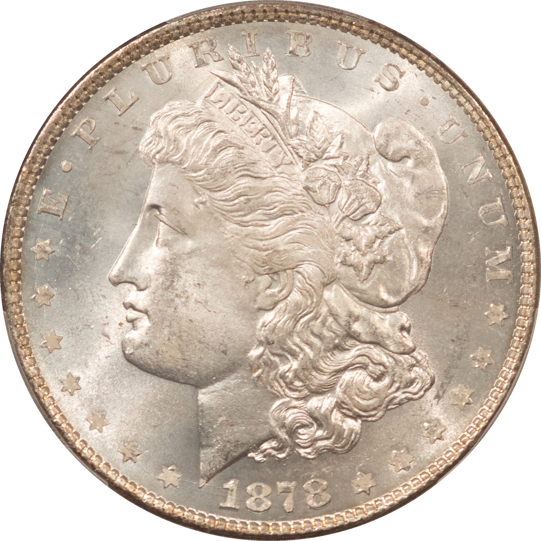 Dollars 1878 8TF MORGAN DOLLAR, PCGS MS-64, ORIGINAL WHITE Dollars 1878 8TF MORGAN DOLLAR, PCGS MS-64, ORIGINAL WHITE