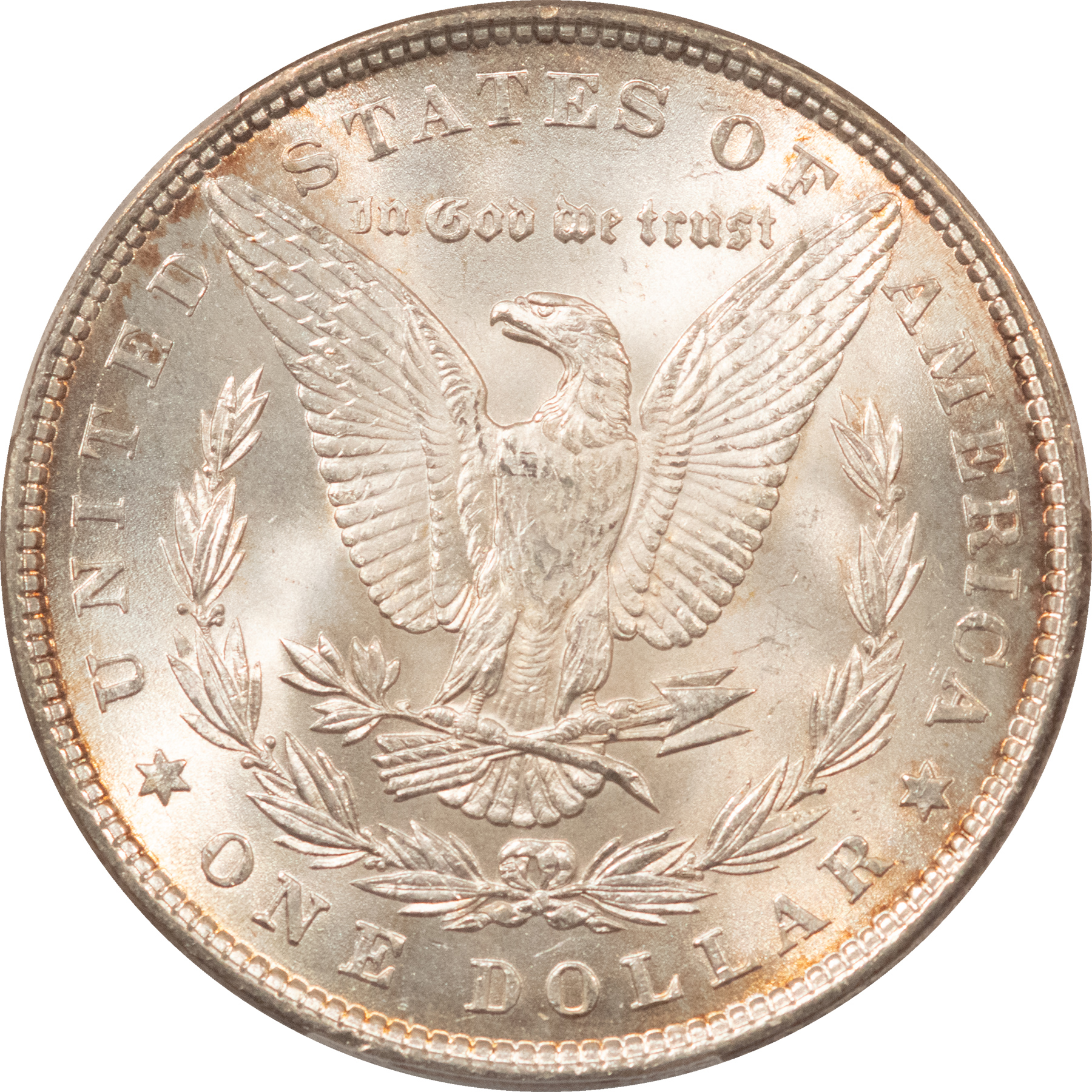 Dollars 1878 7TF MORGAN DOLLAR, REV OF 79, PCGS MS-63, ORIGINAL WHITE W/ RIM TONING! Dollars 1878 7TF MORGAN DOLLAR, REV OF 79, PCGS MS-63, ORIGINAL WHITE W/ RIM TONING!