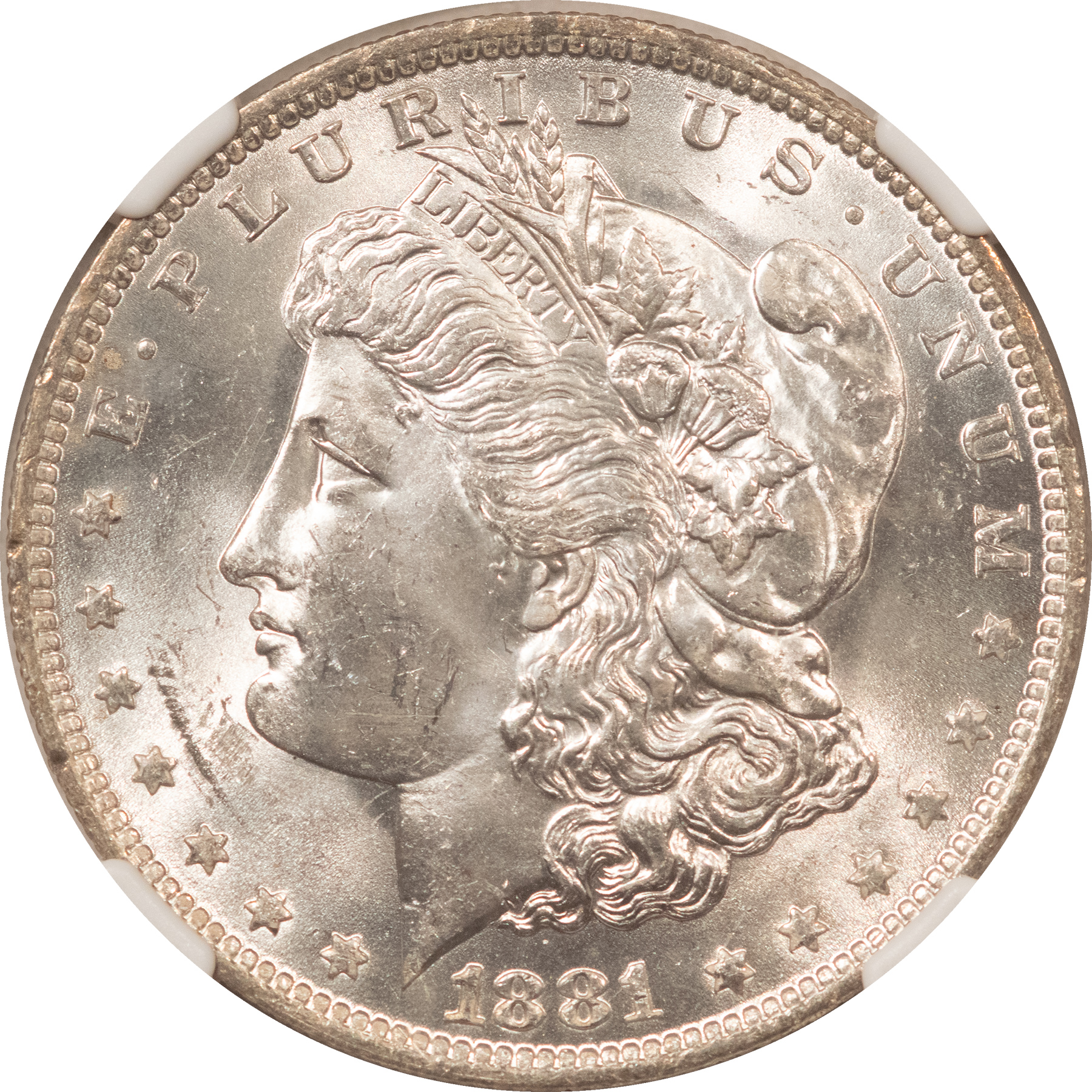 Dollars 1881-O MORGAN DOLLAR, NGC MS-63, WHITE W/ CARTWHEEL LUSTER! Dollars 1881-O MORGAN DOLLAR, NGC MS-63, WHITE W/ CARTWHEEL LUSTER!