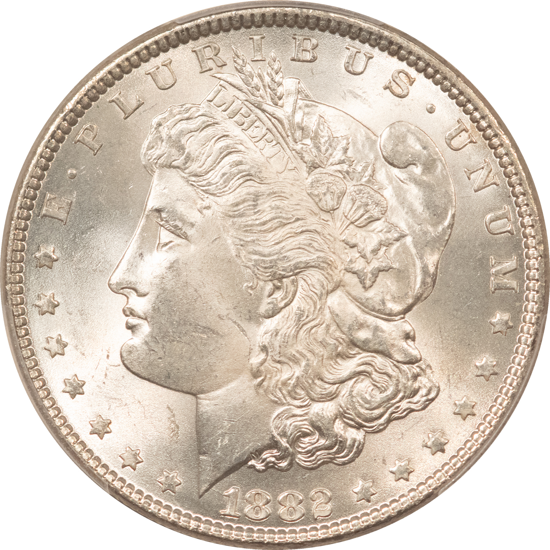 Dollars 1882 MORGAN DOLLAR, PCGS MS-64, ORIGINAL WHITE, LIGHT FROST & ATTRACTIVE! Dollars 1882 MORGAN DOLLAR, PCGS MS-64, ORIGINAL WHITE, LIGHT FROST & ATTRACTIVE!
