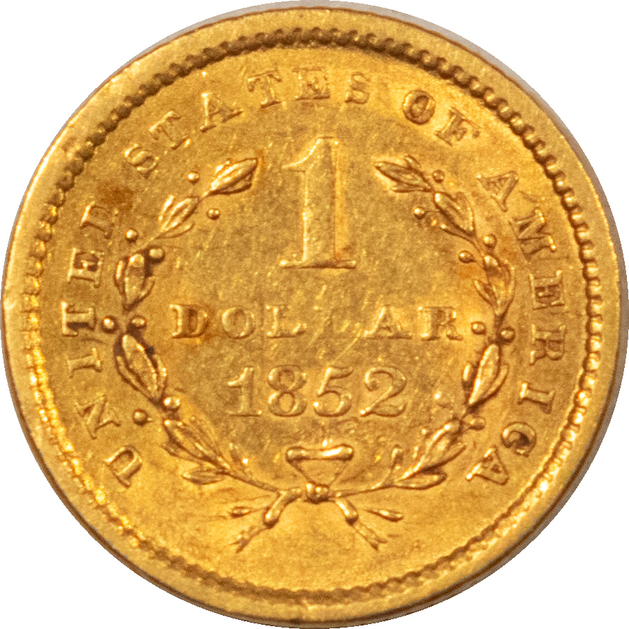 $1 1852 $1 GOLD DOLLAR TY 1 HIGH GRADE NEARLY UNCIRCULATED LOOKS CHOICE NICE COLOR $1 1852 $1 GOLD DOLLAR TY 1 HIGH GRADE NEARLY UNCIRCULATED LOOKS CHOICE NICE COLOR