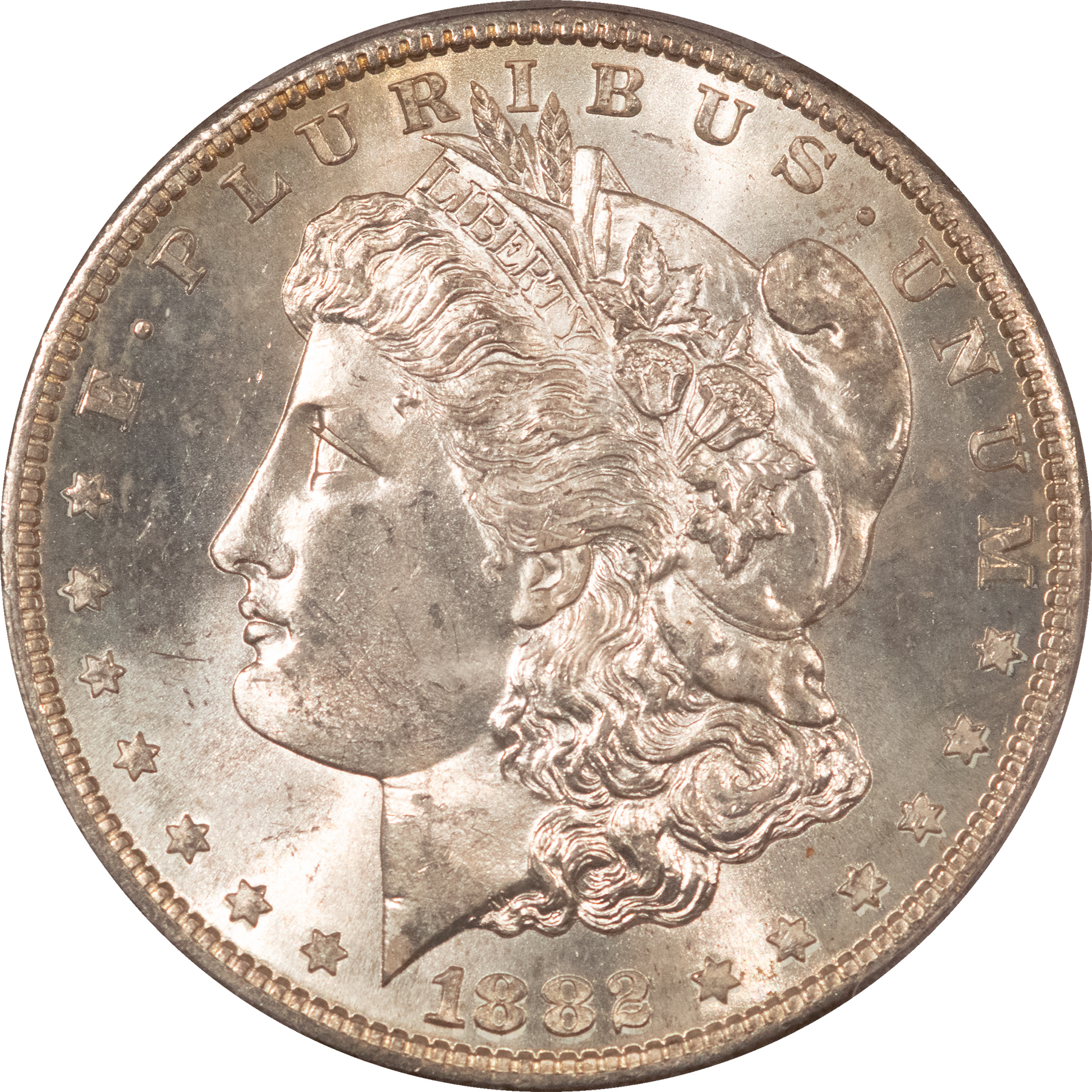 Dollars 1882-S $1 MORGAN DOLLAR – PCGS MS-64+ FRESH & FLASHY Dollars 1882-S $1 MORGAN DOLLAR – PCGS MS-64+ FRESH & FLASHY