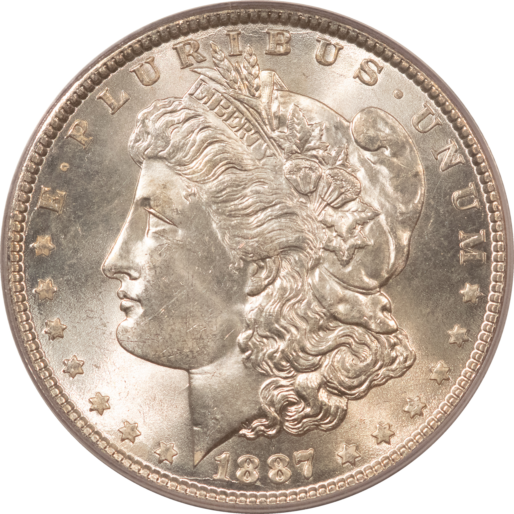 Dollars 1887 $1 MORGAN DOLLAR – PCGS MS-64, PREMIUM QUALITY! Dollars 1887 $1 MORGAN DOLLAR – PCGS MS-64, PREMIUM QUALITY!