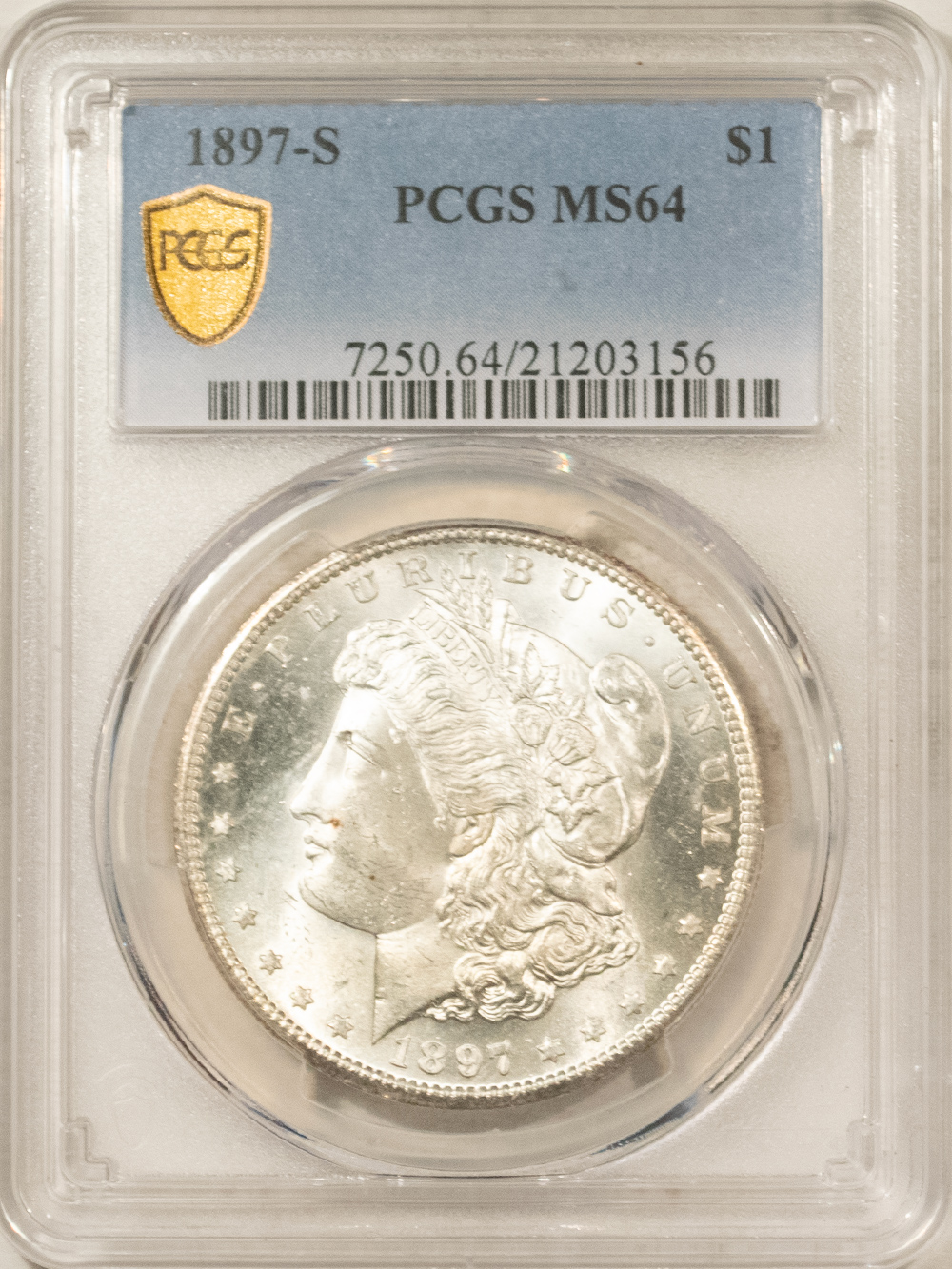 Dollars 1897-S $1 MORGAN DOLLAR – PCGS MS-64 Dollars 1897-S $1 MORGAN DOLLAR – PCGS MS-64
