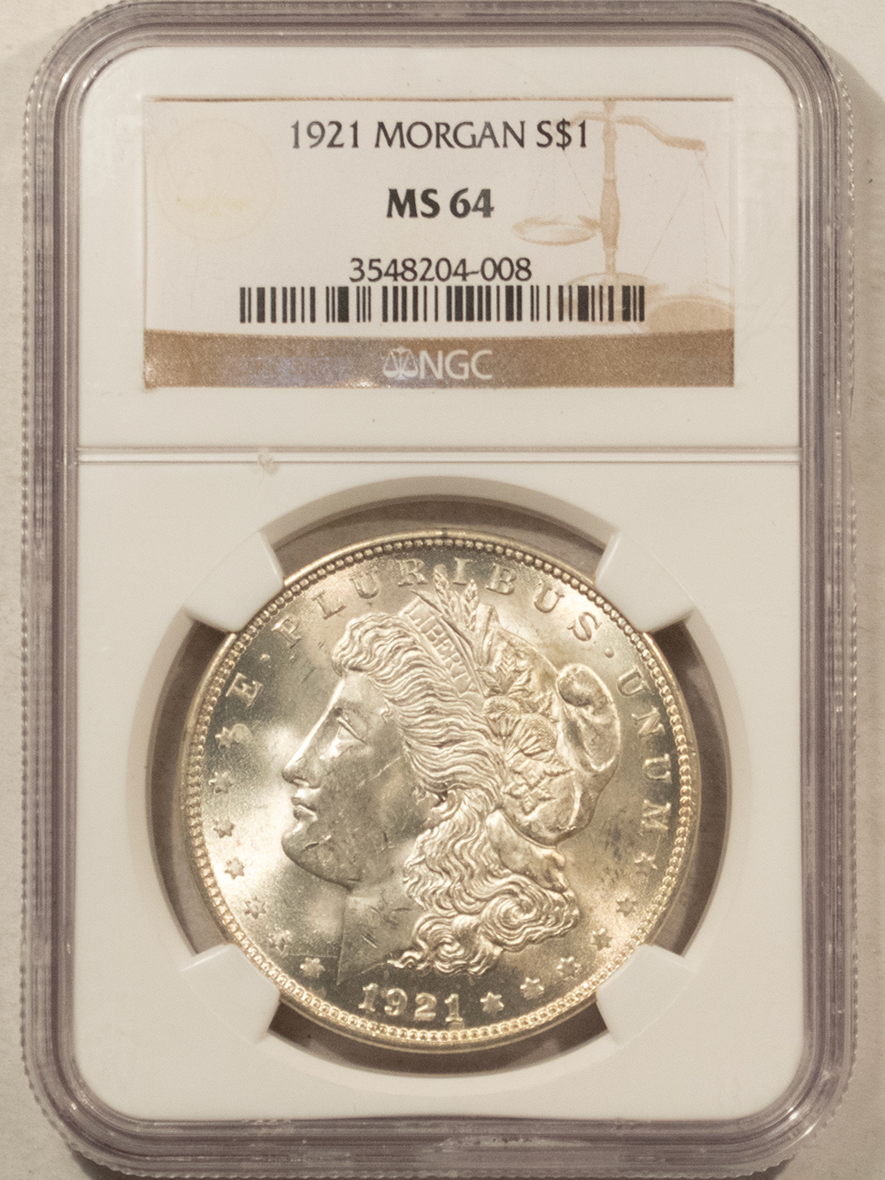 Dollars 1921 $1 MORGAN DOLLAR – NGC MS-64 BLAST WHITE Dollars 1921 $1 MORGAN DOLLAR – NGC MS-64 BLAST WHITE