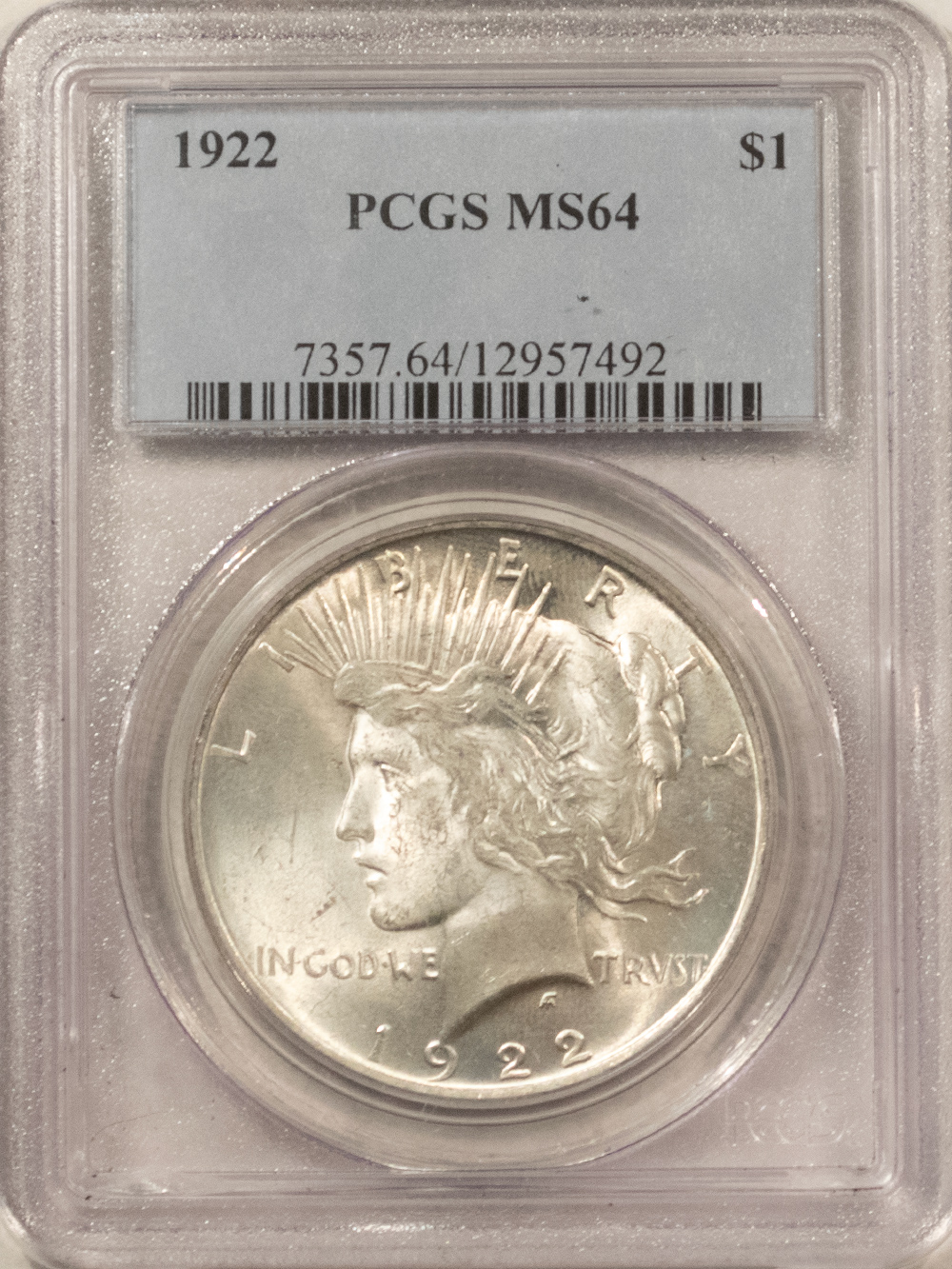 Dollars 1922 $1 PEACE DOLLAR – PCGS MS-64 Dollars 1922 $1 PEACE DOLLAR – PCGS MS-64