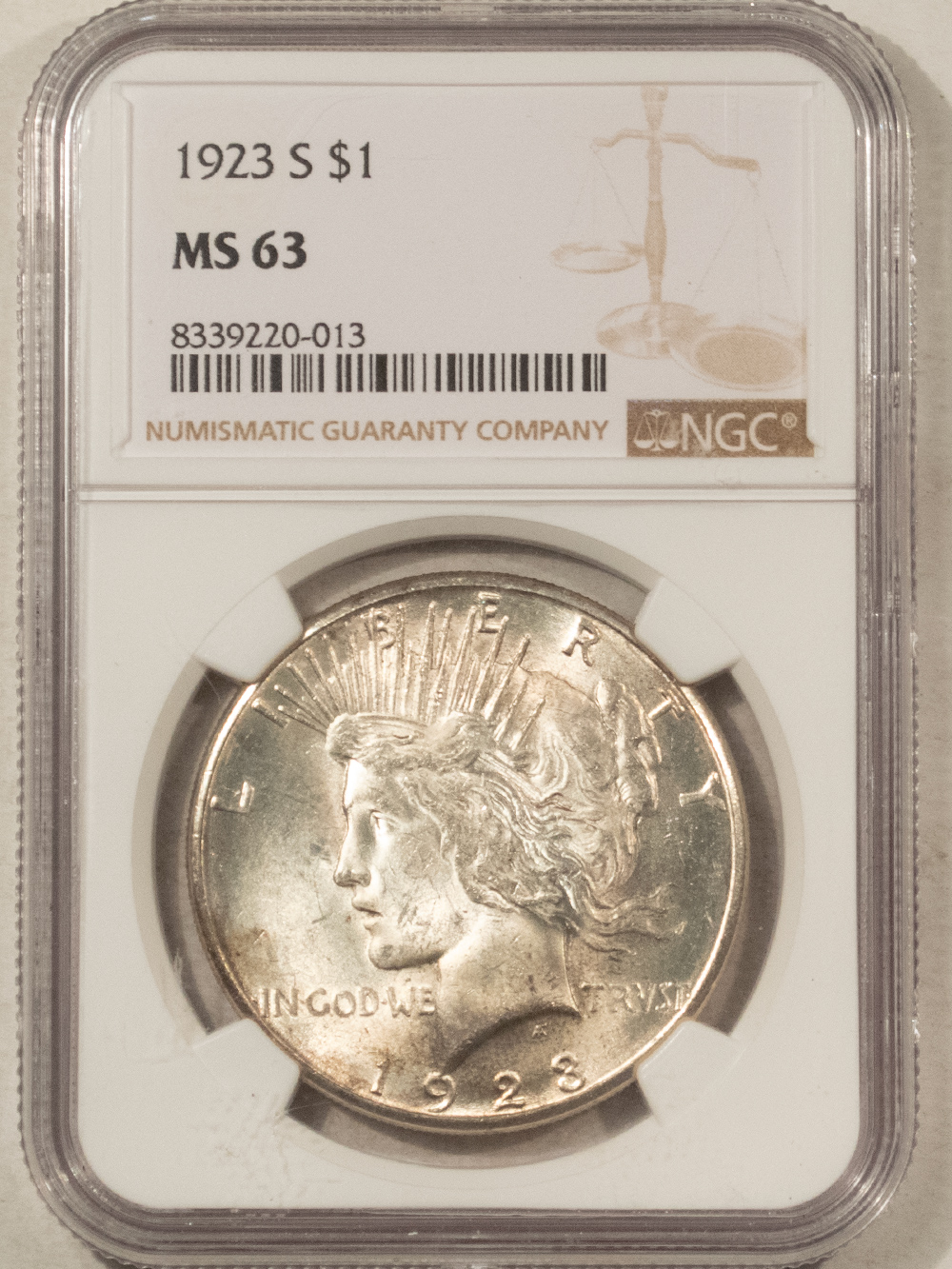 Dollars 1923-S $1 PEACE DOLLAR – NGC MS-63 Dollars 1923-S $1 PEACE DOLLAR – NGC MS-63