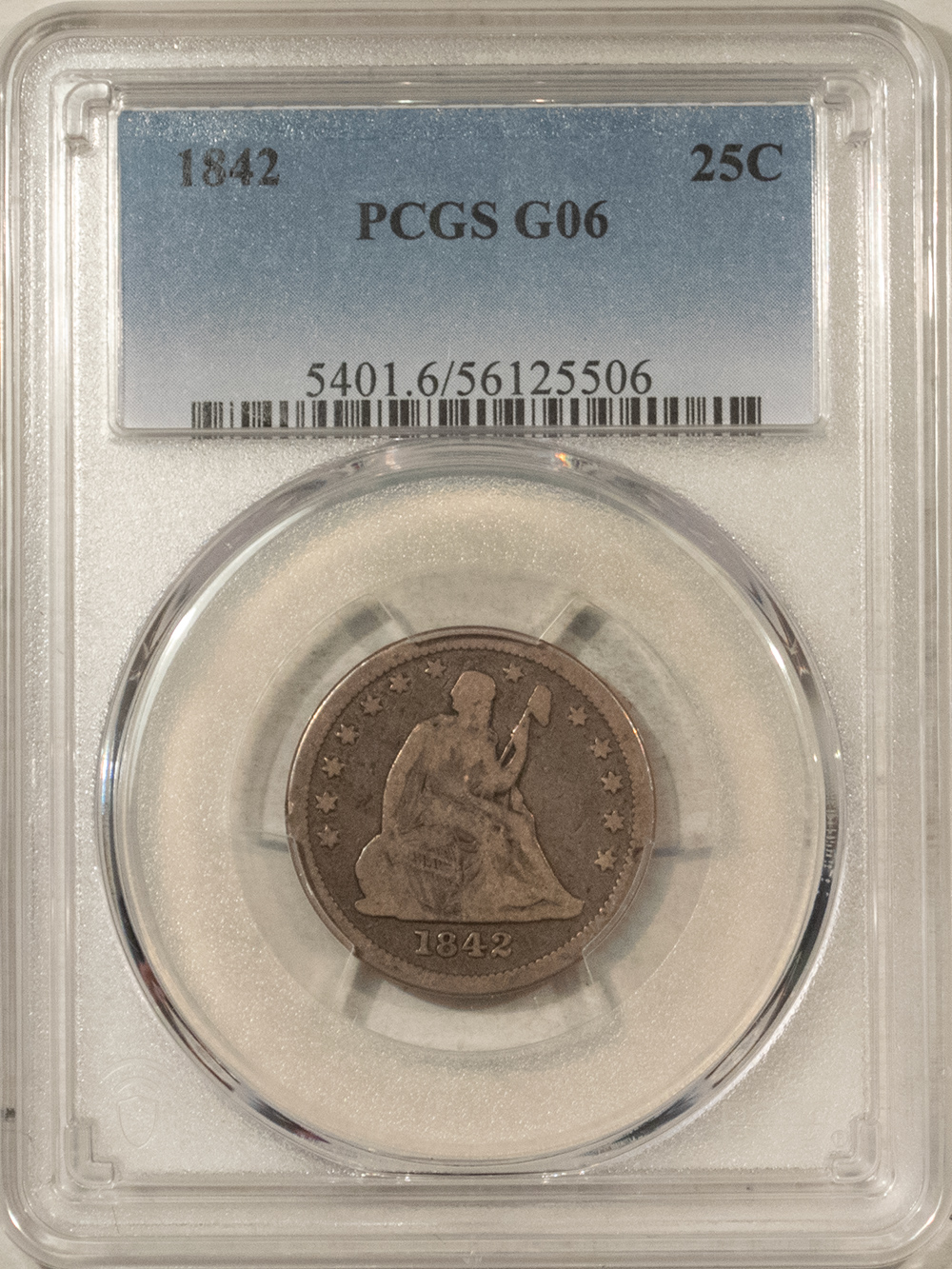 Liberty Seated Quarters 1842 SEATED LIBERTY QUARTER – PCGS G-06 Liberty Seated Quarters 1842 SEATED LIBERTY QUARTER – PCGS G-06