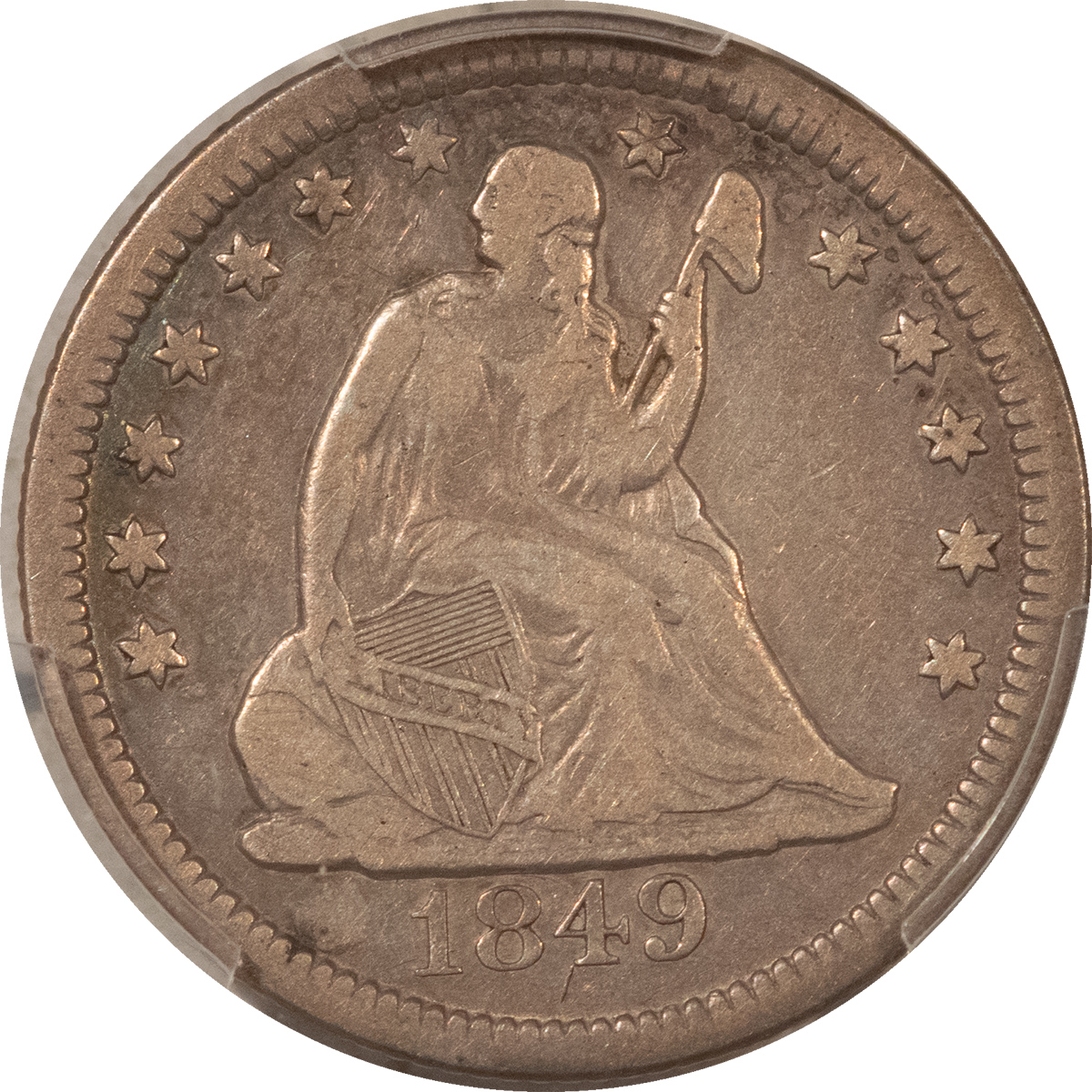 Liberty Seated Quarters 1849 SEATED LIBERTY QUARTER – PCGS GENUINE CLEANED-VF DETAIL! NO CLEANING! Liberty Seated Quarters 1849 SEATED LIBERTY QUARTER – PCGS GENUINE CLEANED-VF DETAIL! NO CLEANING!