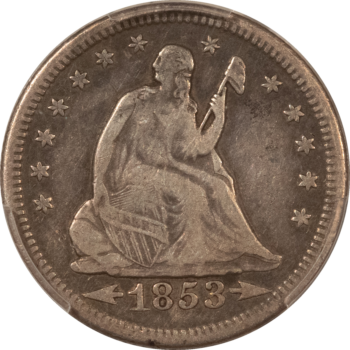 Liberty Seated Quarters 1853-O SEATED LIBERTY QUARTER, ARROWS AND RAYS – PCGS F-15 Liberty Seated Quarters 1853-O SEATED LIBERTY QUARTER, ARROWS AND RAYS – PCGS F-15