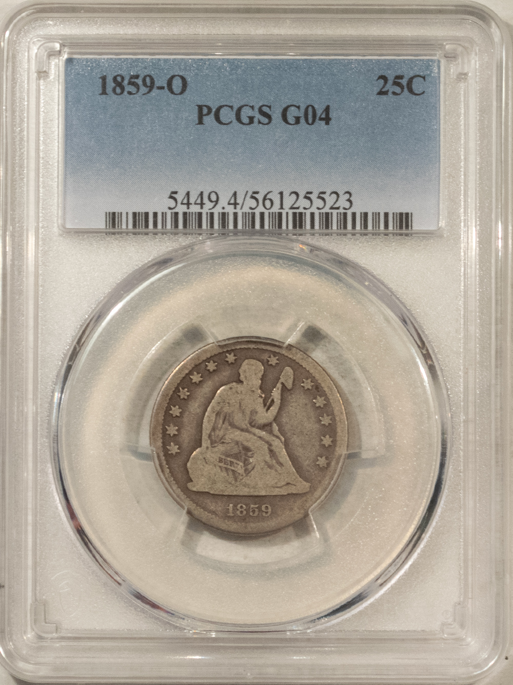 Liberty Seated Quarters 1859-O SEATED LIBERTY QUARTER – PCGS G-04 Liberty Seated Quarters 1859-O SEATED LIBERTY QUARTER – PCGS G-04