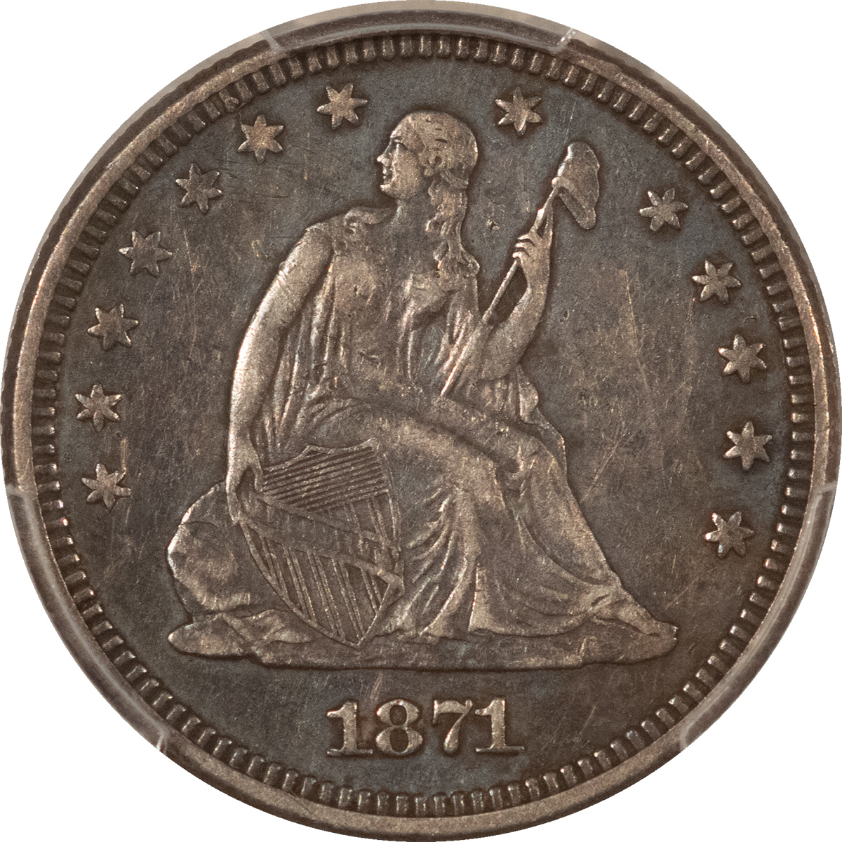 Liberty Seated Quarters 1871 SEATED LIBERTY QUARTER PCGS GENUINE CLEANED-XF DETAIL! OLD CLEANING IF ANY! Liberty Seated Quarters 1871 SEATED LIBERTY QUARTER PCGS GENUINE CLEANED-XF DETAIL! OLD CLEANING IF ANY!