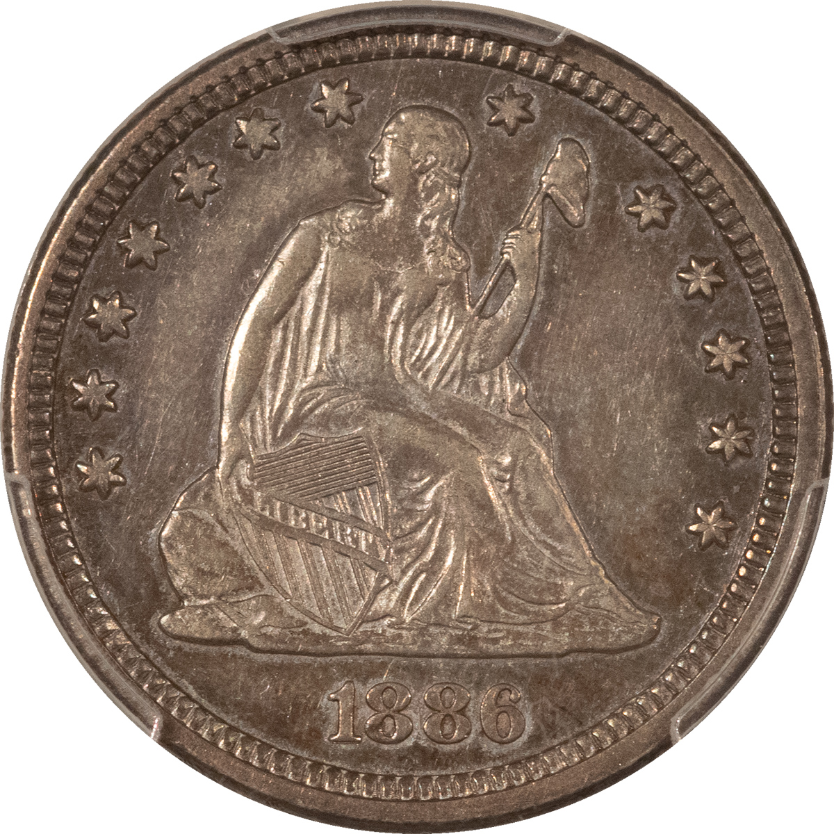 Liberty Seated Quarters 1886 SEATED LIBERTY QUARTER – PCGS PR-55 Liberty Seated Quarters 1886 SEATED LIBERTY QUARTER – PCGS PR-55