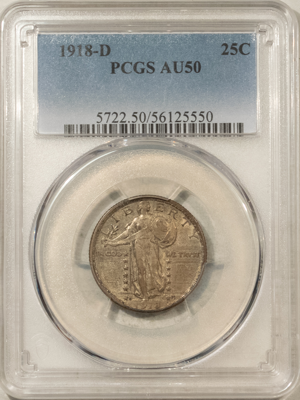 New Certified Coins 1918-D STANDING LIBERTY QUARTER – PCGS AU-50 New Certified Coins 1918-D STANDING LIBERTY QUARTER – PCGS AU-50